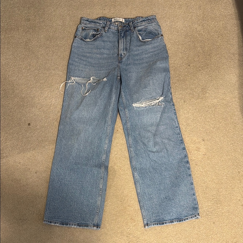 Abercrombie & Fitch Blue Boyfriend Jeans Distressed